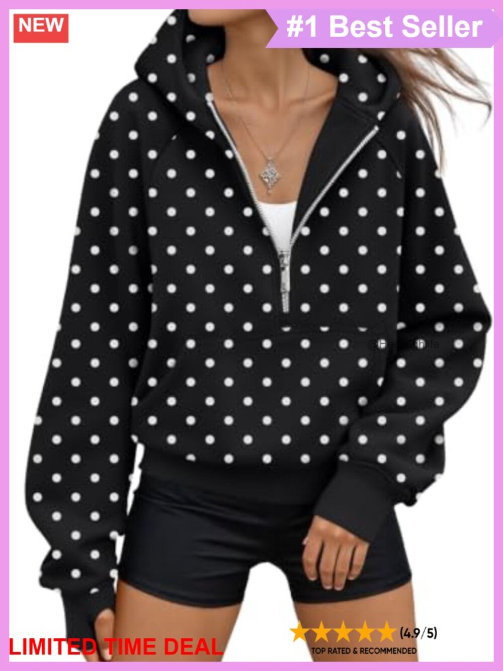Half Zip Hoodie Fleece Lined Cropped Pullover Sweatshirt